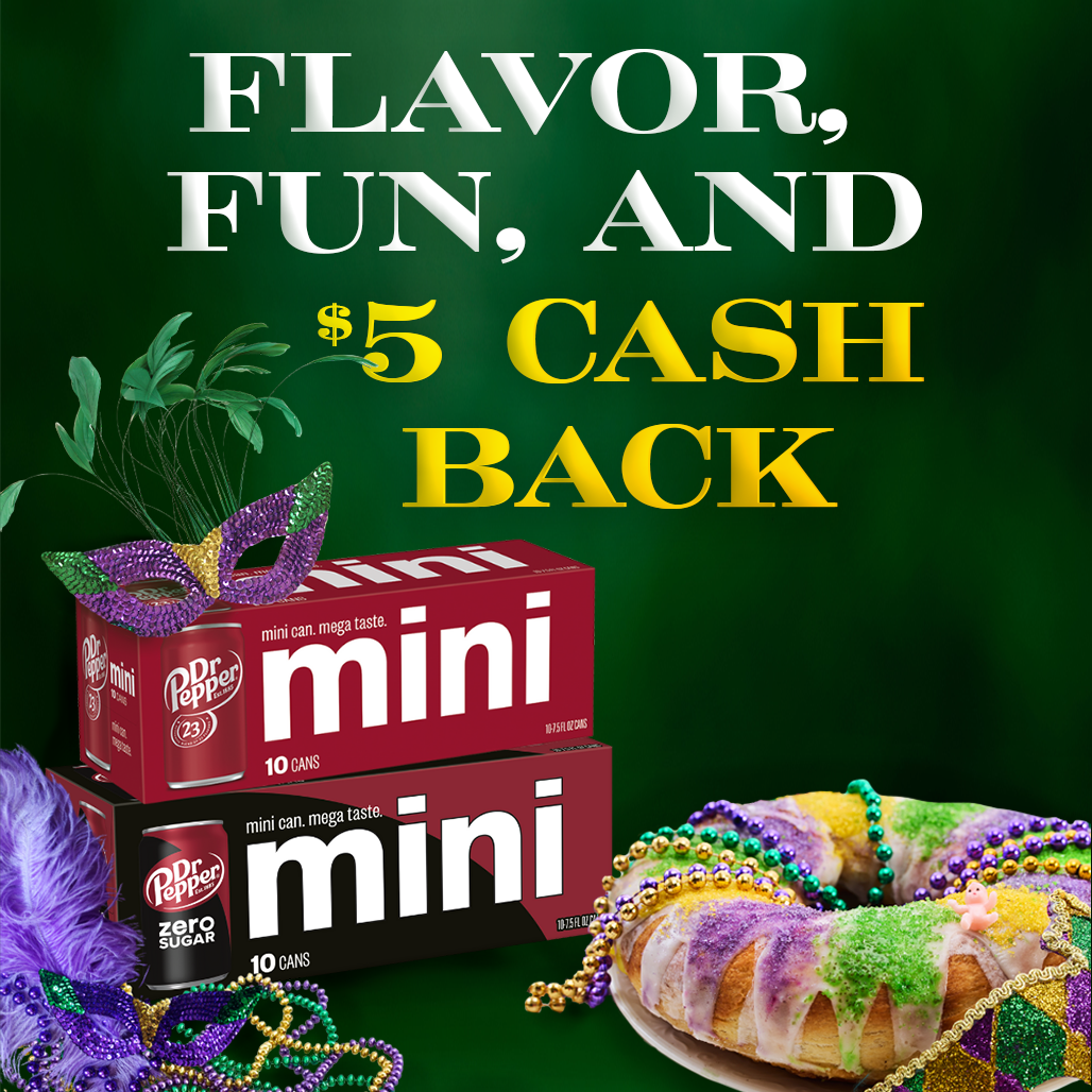 Mardi Gras Dr Pepper $5 Cash Back Bundle